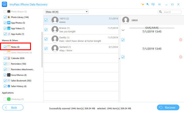 Uddrag slettet note fra iTunes Backup