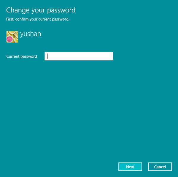 Enter Current Password Windows 10