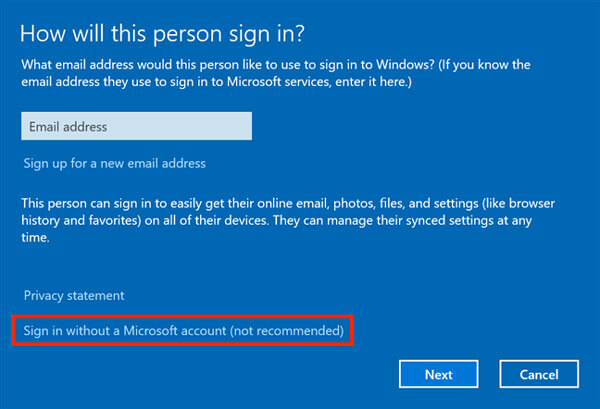 Aanmelden zonder een microsoft-account