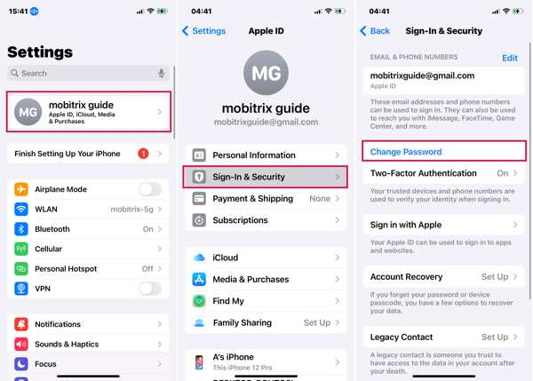 更改 iPhone 上的 iCloud 密碼