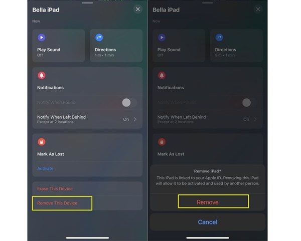 Remove iPad Find MY