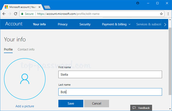 Change Microsoft Account Name