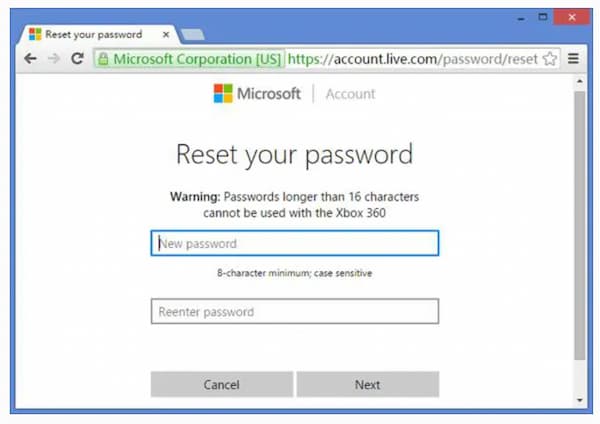 Microsoft Đặt lại mật khẩu của bạn
