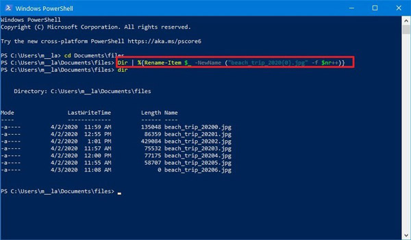 Powershell Rename Command