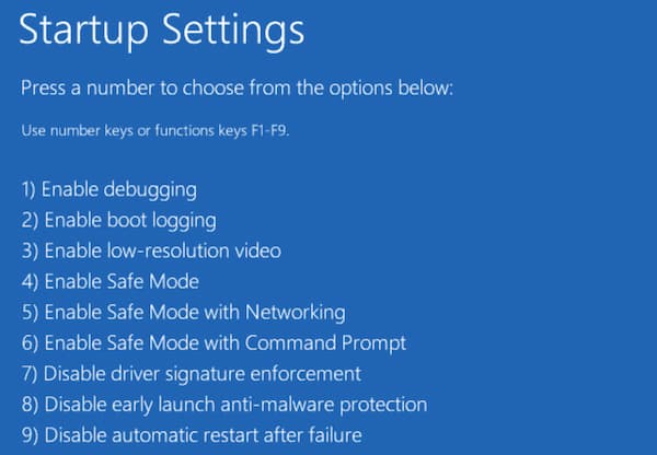 Windows Startup Settings