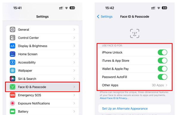 Face ID Settings