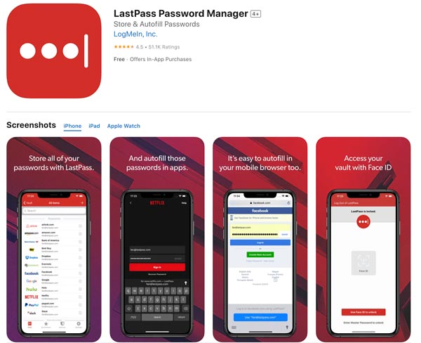 Administrador de contraseñas de Lastpass para iPhone