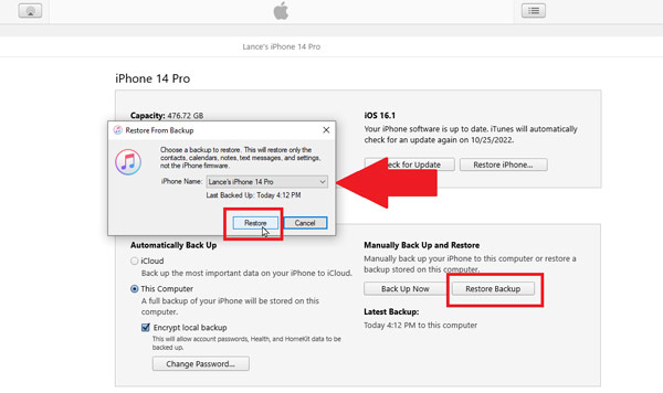 Restore Backup iTunes