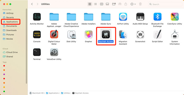 Open Keychain Access on Mac from Applications