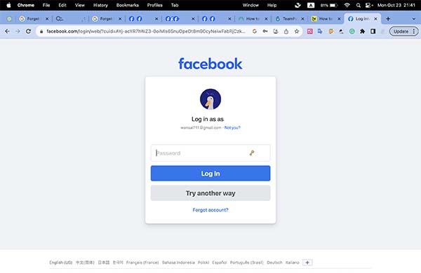 Login Facebook without Password