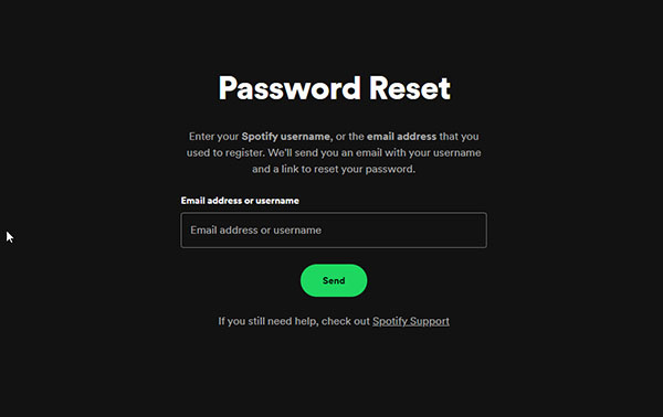 Tetapkan semula Kata Laluan Spotify