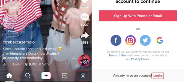 TikTok Login Page