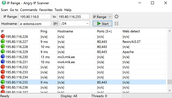 Angry IP Scanner Interface