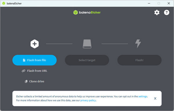 Balanaetcher Seleziona Flash da file