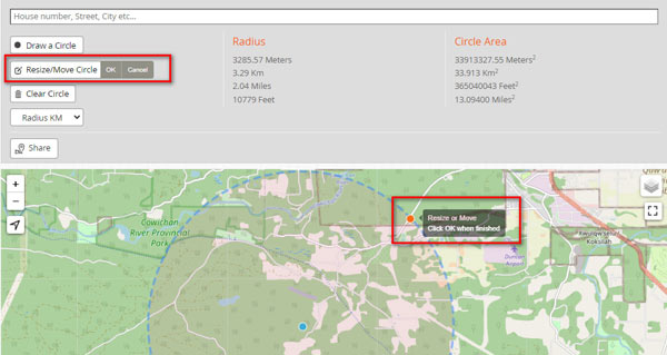 Mapsdirections.info Resize Move Circle