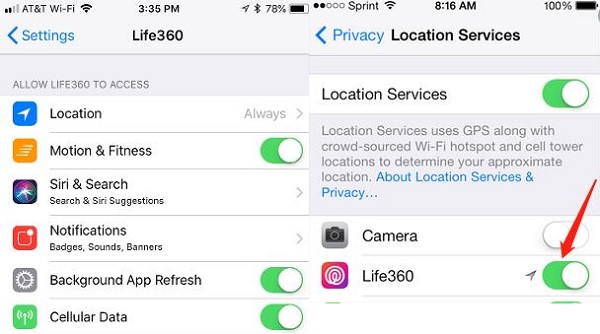 تغيير تطبيق الموقع Life360