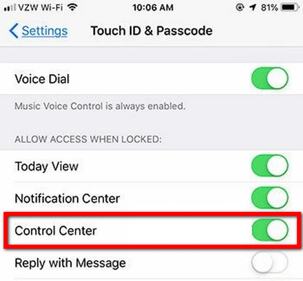 Turn ON Control Center