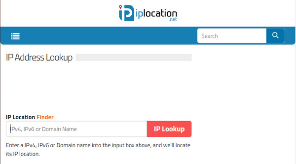 Ricerca posizione IP di IPlocation.net