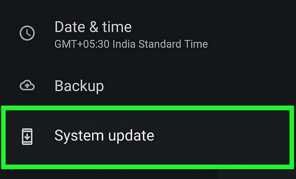 Atualização do sistema Android