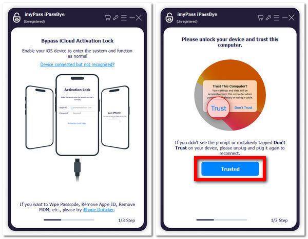 Connectez l'iPhone et faites confiance à l'ordinateur