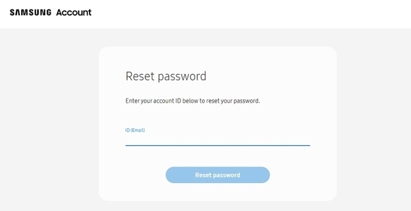 Сброс пароля учетной записи Samsung