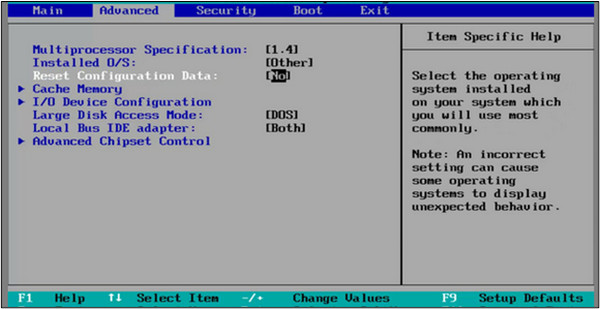 BIOS リセット