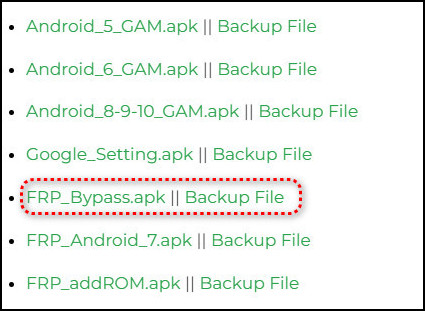 Indirizzo Apk Bypass Frp