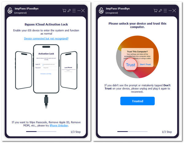 Ipassbye Connecter l'iPhone et faire confiance à l'ordinateur