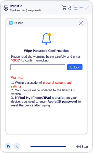 透過 iPassgo 刪除 iPhone 螢幕鎖定