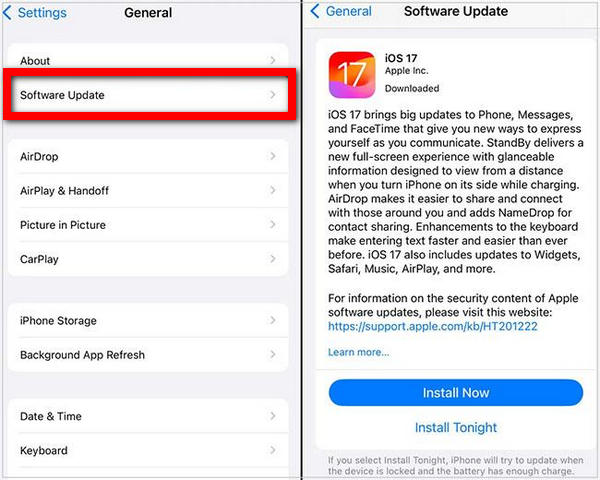 Atualização de software iOS