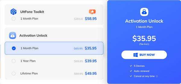 Ultfone Activation Unlock Pricing