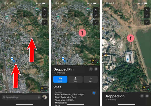 Apple Maps iPhone Pudota Pin