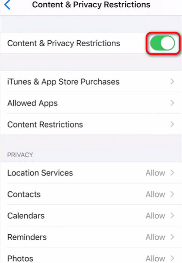 Content Privacy Restrictions