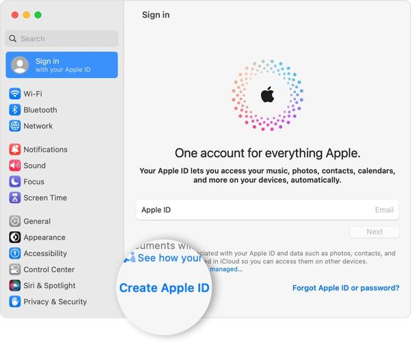 Stvorite Apple ID Mac