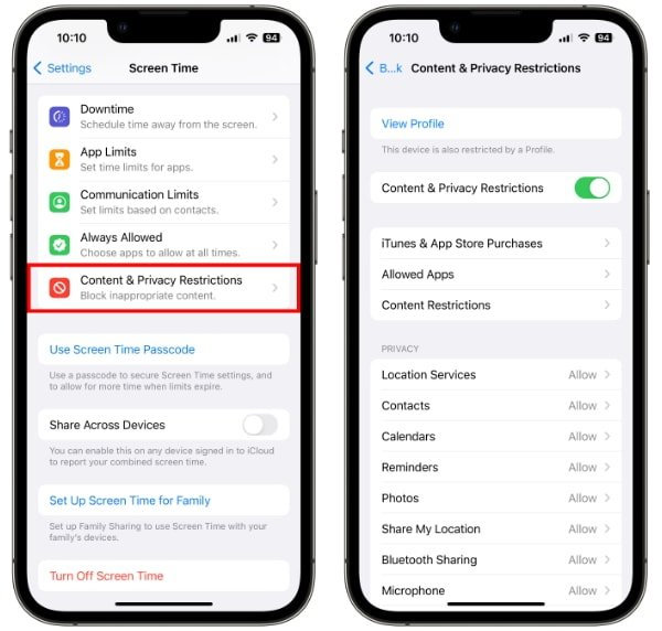 Disable iPhone Restrictions