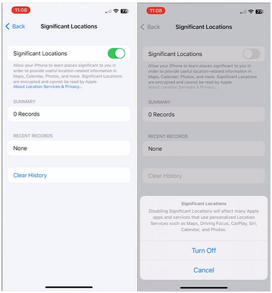 Belangrijke locaties uitschakelen iPhone