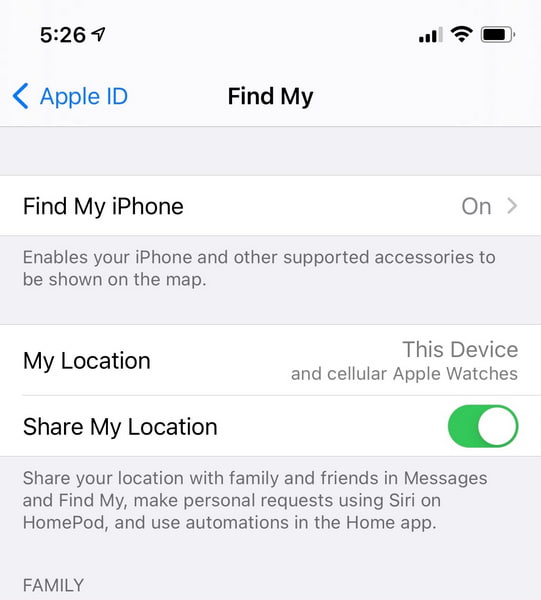 Enable Share My Location In Find My