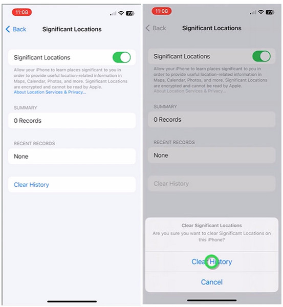 Effacer l'historique des emplacements importants de l'iPhone