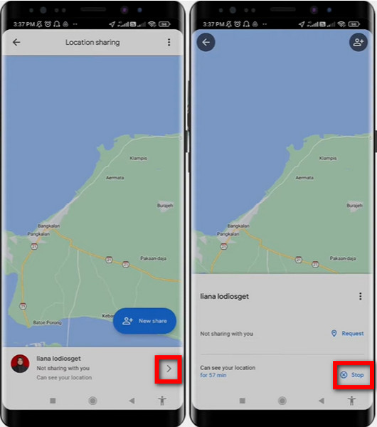 Google Maps Stop Sharing