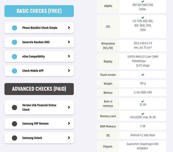 IMEI Info Services