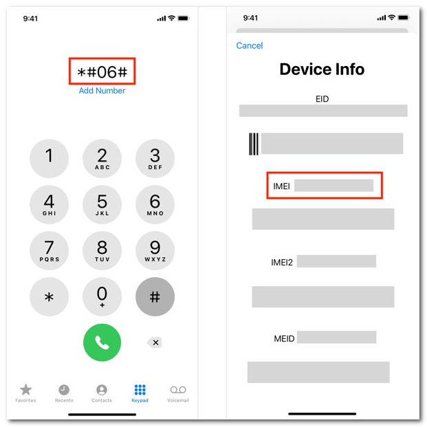 Τηλέφωνο IMEI IOS