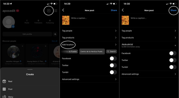 Bagikan Postingan Instagram Dengan Lokasi