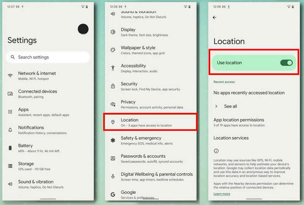 Disattivare la posizione su Android