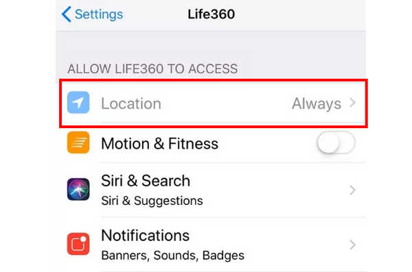 Life360 İçin Konum'u açın