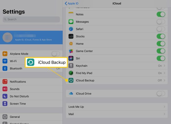 Резервное копирование iPad iCloud