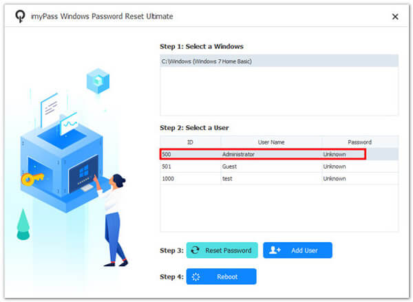 Alegeți utilizator Windows