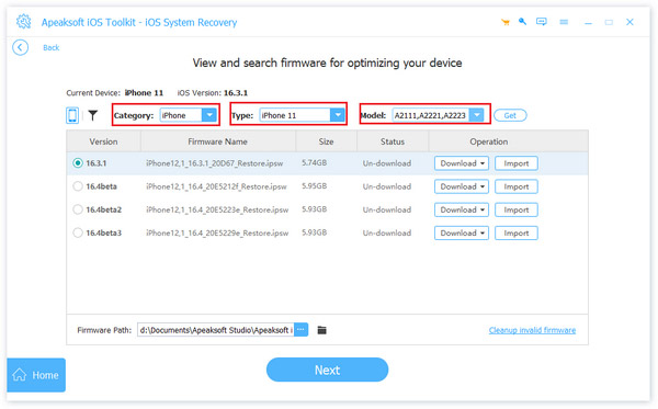 Unduh Firmware Sistem Apeaksoft