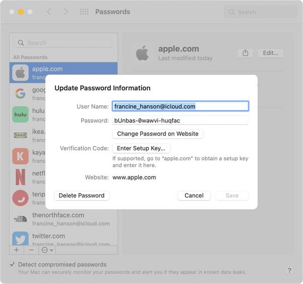 מצא Apple ID Password Mac