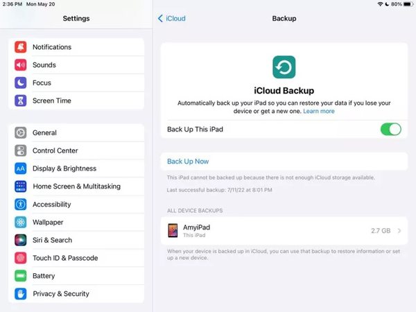 iPad iCloud Backup