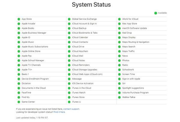 Apple Server Status